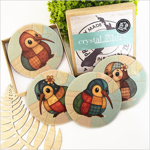Coasters Set Printed : Quilted Baby Kiwi (ctq3)Printed Coasters