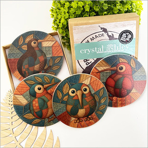 Coasters Set: Printed Quilted Kiwi (ctq1)Printed Coasters