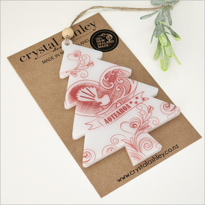 Products: Hanging Ornament Printed : Tree 3 (Fantail H) (ont3)Satin Acrylic Ornaments