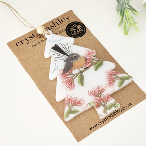 Products: Hanging Ornament Printed : Tree 5 (Fantail PHT) (ont5)Satin Acrylic Ornaments