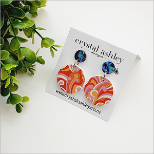 Products: Earrings Set : Round Retro Koru + Paua (errrk)Jewellery