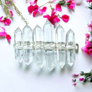 Crystal Crowns And Head Bands: Double Terminated Clear Quartz Hair Clips.