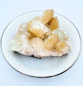 Crystal Points Spheres Clusters: Apophyllite and Stilbite  crystal cluster