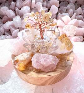 Citrine & Rose Quartz Cluster Lamp /LG