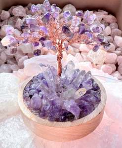 Goddess Recommendations: Amethyst & Clear Quartz with Tree Cluster Lamp /LG