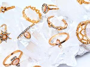Rings: Rings set Gold Colour Metal A14 (14 Rings)