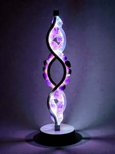 “Mystic Amethyst Flower Twist” Crystal Lamp