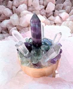 Crystal Gifts: Crystal Cluster Lamp Clear Quartz & Aqua Aura