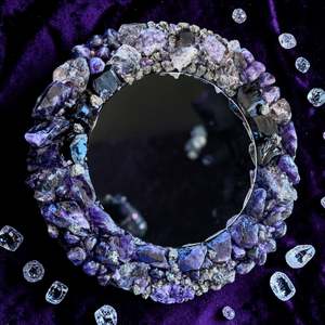 Midnight Magic Crystal Mirror 28cm