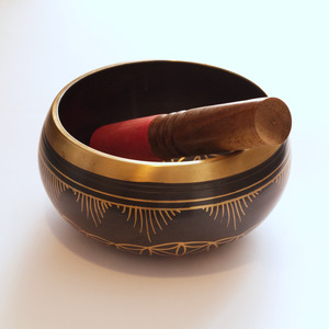 Tibetan Bowls: Tibetan Singing Bowl - Brass Flower of Life (Black) 15cm