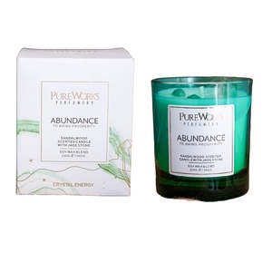 Candles: Abundance Sandalwood with Jade Crystal Energy Candle 200gm