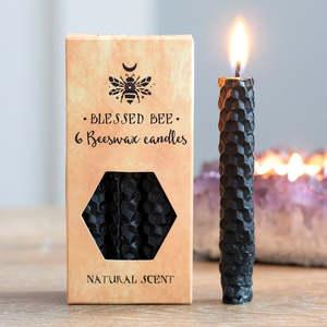 Candles: Blessed Bee Black Beeswax Spell Candles for Protection