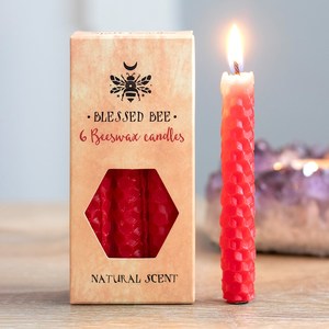 Candles: Blessed Bee Red Beeswax Spell Candles for Love