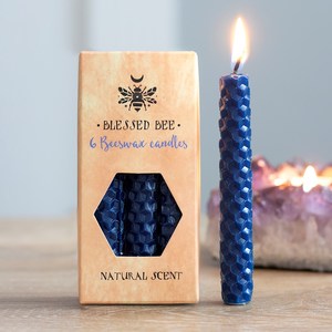 Candles: Blessed Bee Blue Beeswax Spell Candles for Peace