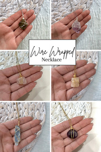 Products: Wire Wrapped Crystal Necklace Crystalized Quartz