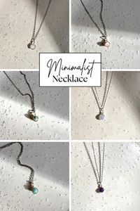 Products: Minimalistic Silver Crystal Necklace Crystalized Quartz
