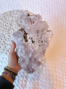 Products: Pink Amethyst Slab (comes with stand) Crystalized Quartz