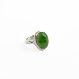 Jewellery: Nephrite Jade Ring - Silver