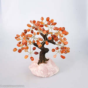 Carnelian Tree On Rose Quartz Base