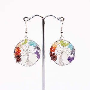 Multi Stone Earrings Tree Of Life