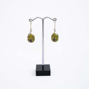 Serpentine: Serpentine & Stichtite (Atlantisite) Silver Earrings