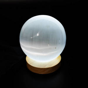 Large Selenite Sphere with LED Base