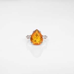 Fire Opal Silver Ring