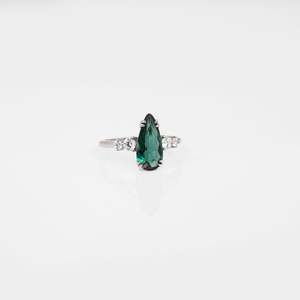 Teal Tourmaline Silver Ring