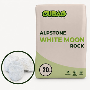 Except Topsoil: Alpstone White Moon Rock 20kg Bag - 100-200mm Large White Stones