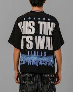 SS-Tees: Loiter Alien It's War Boxy T-Shirt Washed Black