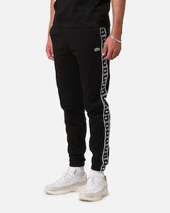 Mens Lacoste: Lacoste Tape Brushed Fleece Track Pants Black