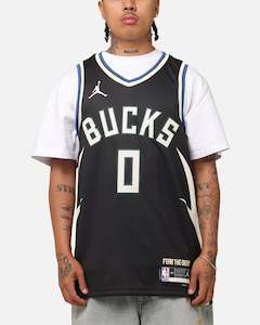 Jordan Tops Jersey: Nike Damian Lillard Milwaukee Bucks #0 Icon Edition 2022/23 Nike Dri-Fit NBA Swingman Jersey Black