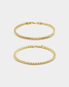 Mens Bracelets: House Of Auric Cuban & Franco Stack Bracelet Set 18k Gold Vermeil