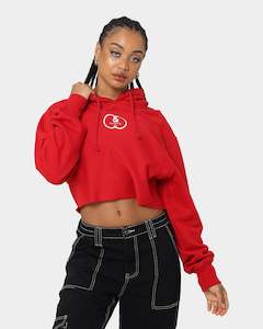Crooks And Castles: Crooks & Castles Women's CC Logo Oversized Crop Hoodie Red
