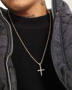 Saint Morta Iced Mini Cross Pendant Iced Gold