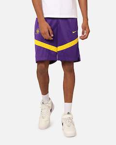 Mens Nike Bottoms Basketball Shorts: Nike Los Angeles Lakers Dri-FIT Practice Icon+ Shorts Field Purple