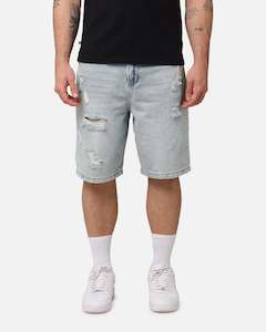 Mens Saint Morta Bottoms Denim Shorts: Saint Morta Disrupt Denim Shorts Light Blue Denim