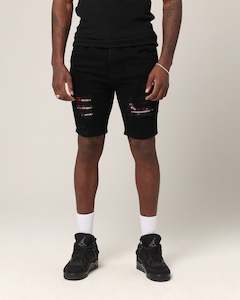 Mens Saint Morta Bottoms Denim Shorts: Saint Morta Paisley Summum Shorts Black/Red