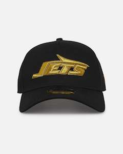 Mens Sale Headwear: New Era New York Jets 'NFL Black & Gold Embroidery' 9FORTY A-Frame Snapback Black/Gold