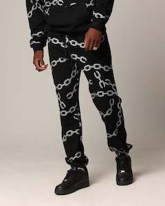 Mens Saint Morta Bottoms Trackpant: Saint Morta Chain Sweatpants Black/Black
