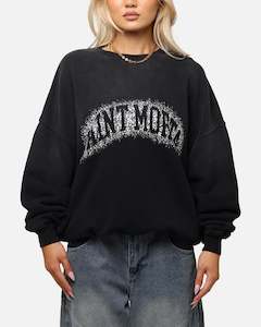 Saint Morta Tops Knitwear: Saint Morta Spray Logo Crewneck Black
