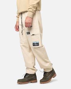 Mens Carre Bottoms Jogger: Carre Patchwork Cargo Jogger Cream