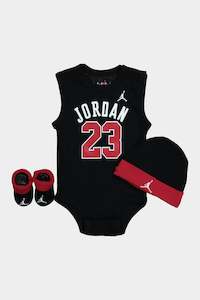 Jordan Infant Beanie Booties Onesie Set Black