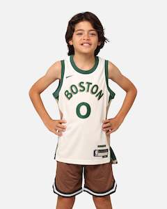 Gifts For Kids: Nike Kids' Boston Celtics Jayson Tatum City Edition Swingman Jersey Sail