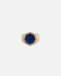 Saint Morta Lapis Octagon Signet Ring Gold