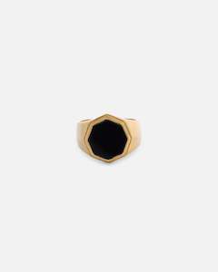 Saint Morta Onyx Octagon Signet Ring Gold
