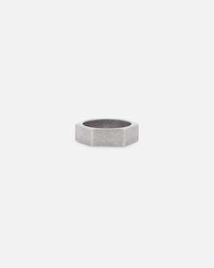 Saint Morta Hex Ring Antique Silver