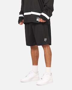Mens Bottoms Basketball Shorts: Mitchell & Ness All Black Rugby Union Classic Mesh Shorts Solid Black