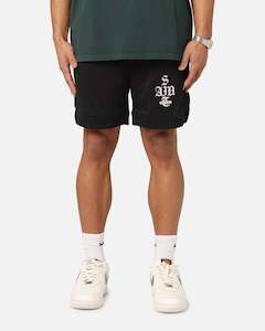 Mens Bottoms Basketball Shorts: Saint Morta Gothic Stack Basketball Shorts Black