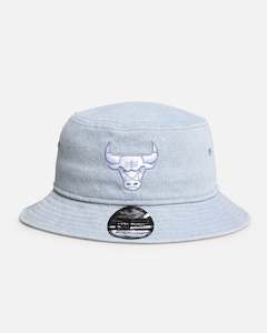Mens New Era Headwear Bucket Hats: New Era Chicago Bulls 'Washed Denim' Bucket Hat Blue Washed Denim